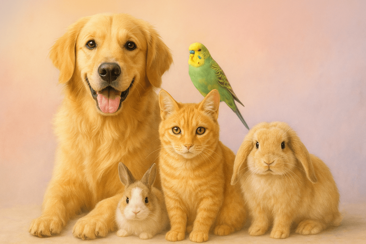 Eine Gruppe geliebter Tiere, in Liebe erinnert.